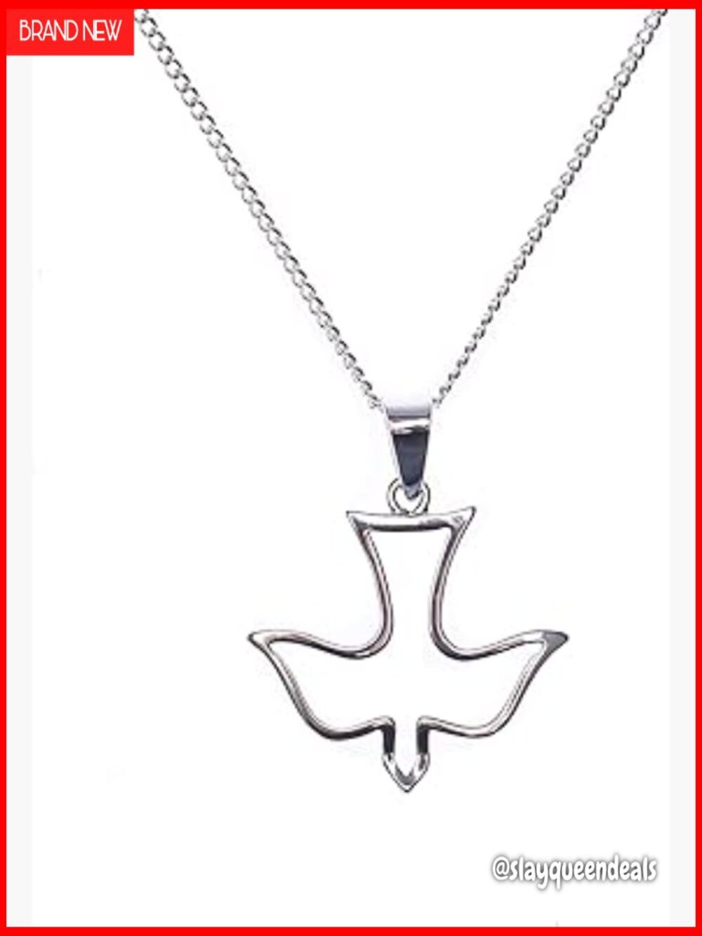 Silver Dove Confirmation Necklace 18 inch Chain Religious Pendant